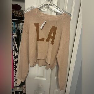 Women's Beige 'LA' Knit Sweater Pacsun